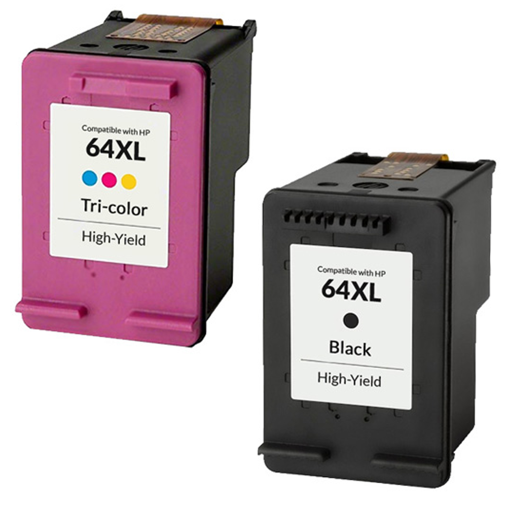 Renewable HP 64XL 2/Pack High Yield Black/Tricolor Ink Cartridges