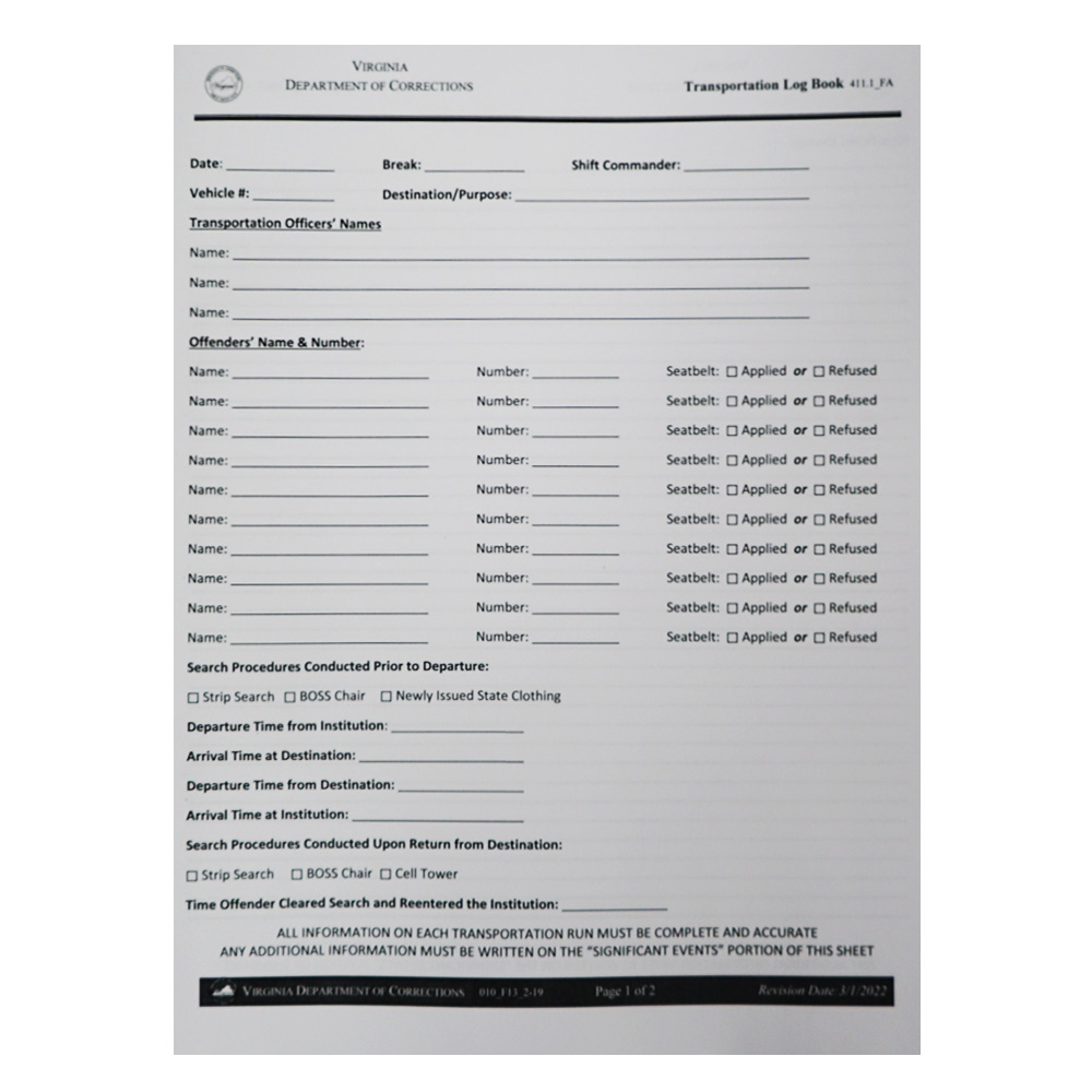 Digital Works DOC 200 Transportation Logbook